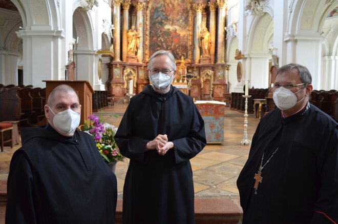 Frater Gabriel und P. Augustinus mit dem rum.-orth. Priester Klaus Klein DSC_2918