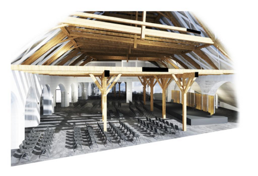 Der Konzertsaal ist der Kern der geplanten Akademie für Blasmusik und Chöre, nutzbar auch für Schulen aus dem weiteren Umkreis. Kulturbodensaal01